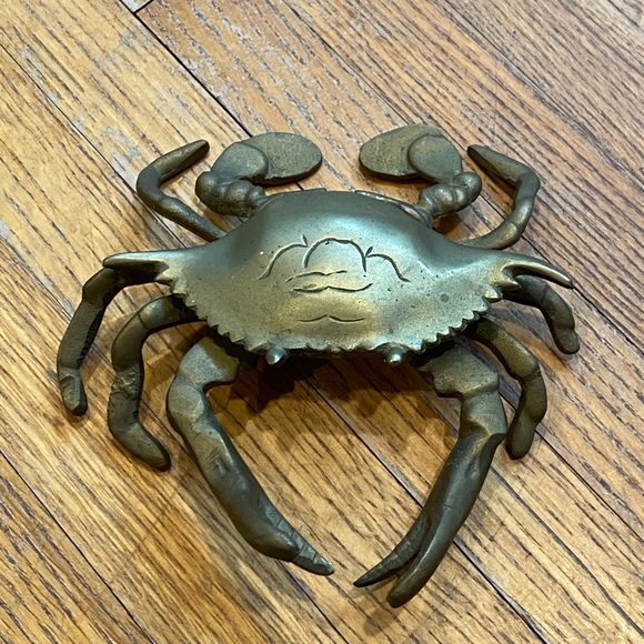 Vintage Brass Crab Trinket Box or Ashtray - Picture 1 of 10